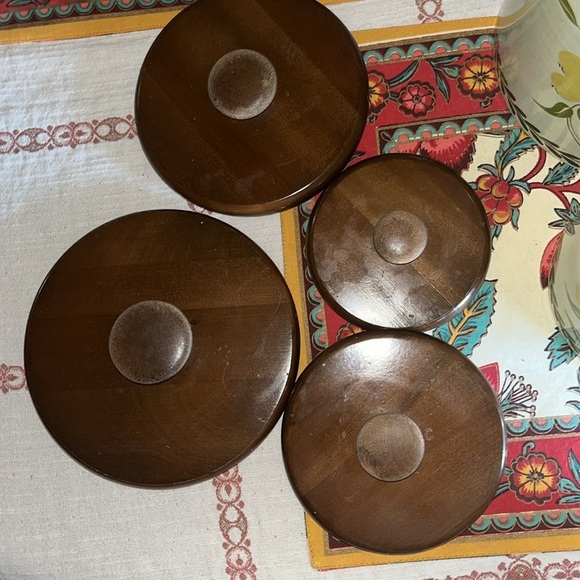 Ransburg Vintage metal canister set with wooden lids - Picture 6 of 12